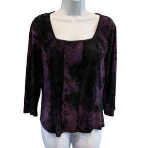 Vintage Womens Whimsigoth Velvet Burnout Top Size PXL Petite XL Black Purple